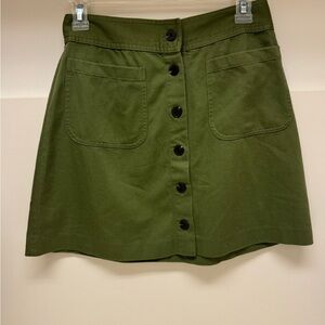 NWT Madewell Button Front Green Mini Skirt | Size 2